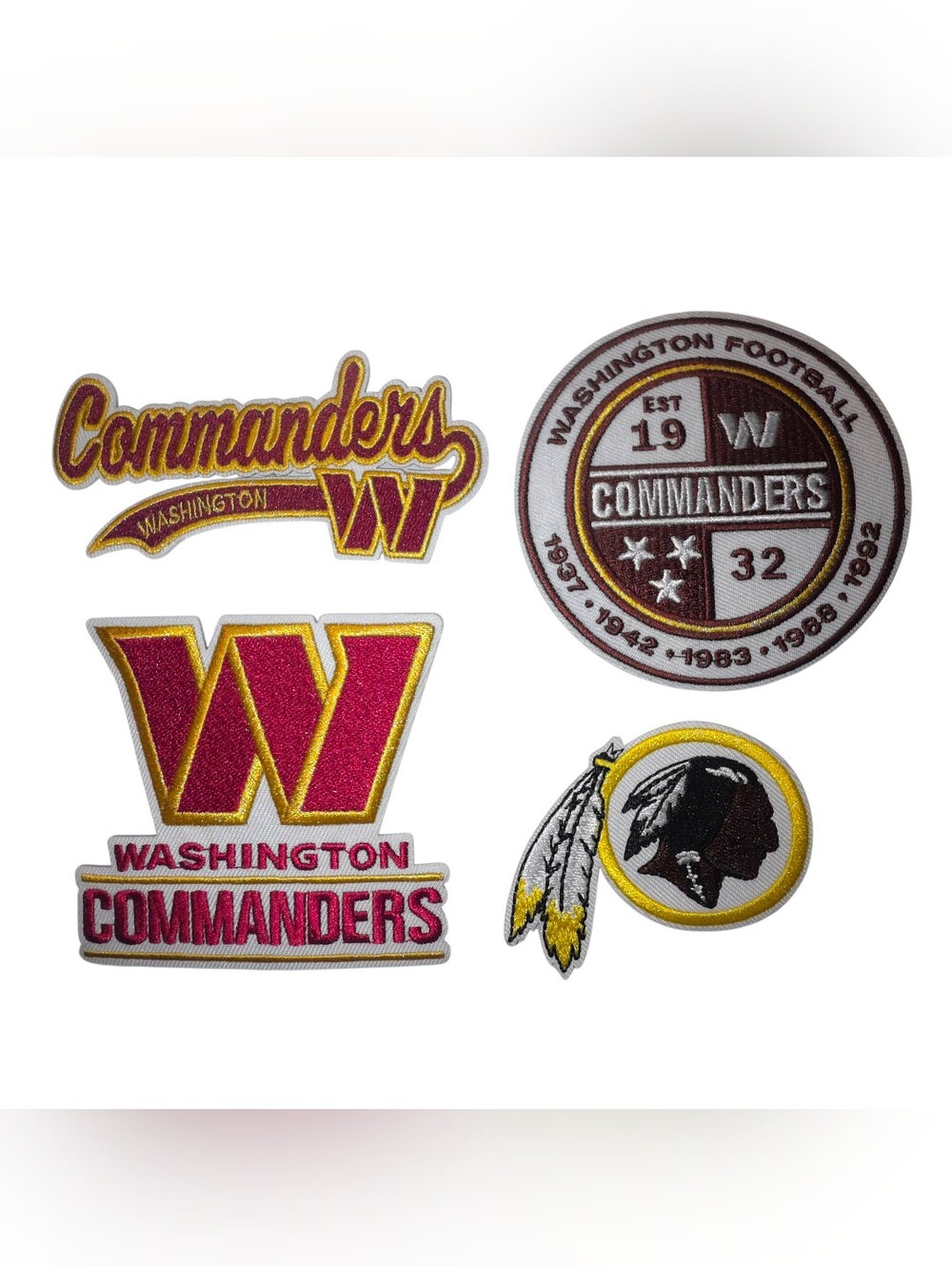 4pc WASHINGTON COMMANDERS REDSKINS Embroidered Iron On Patches NFL